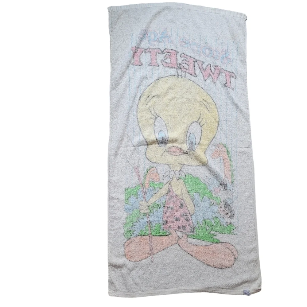VTG Tweety‎ Bird 1987 Stone Age Dinosaur Beach Towel Sylvester